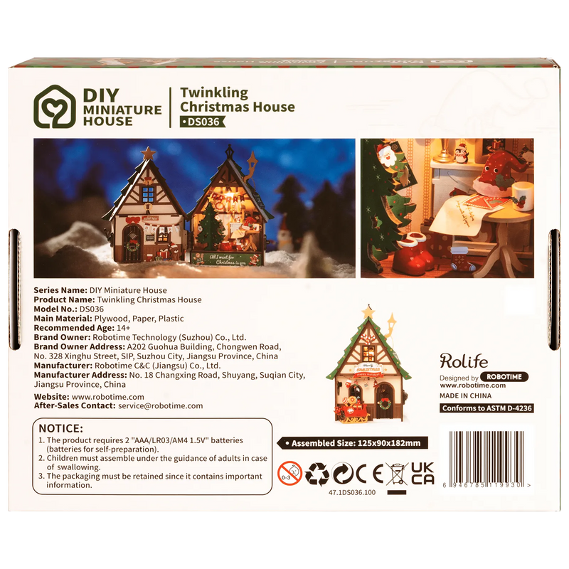 NIEUW EN EXCLUSIEF! | Robotime Twinkling Christmas House DS036